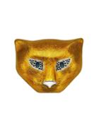 Gucci Silver Cat Head Brooch With Enamel - Yellow