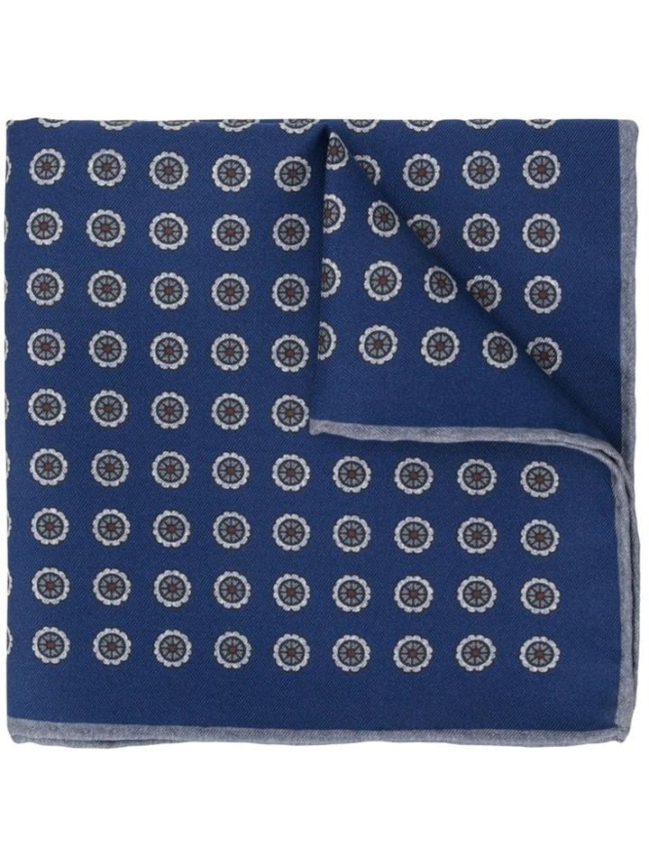 Canali Floral Dots Pocket Square - Blue