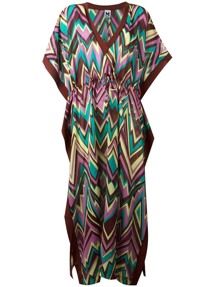 M Missoni Zigzag Print Shift Dress, Women's, Size: Large, Brown, Cotton/acetate/silk