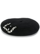 Liu Jo Faux Crystal Embellished Beret Hat - Black
