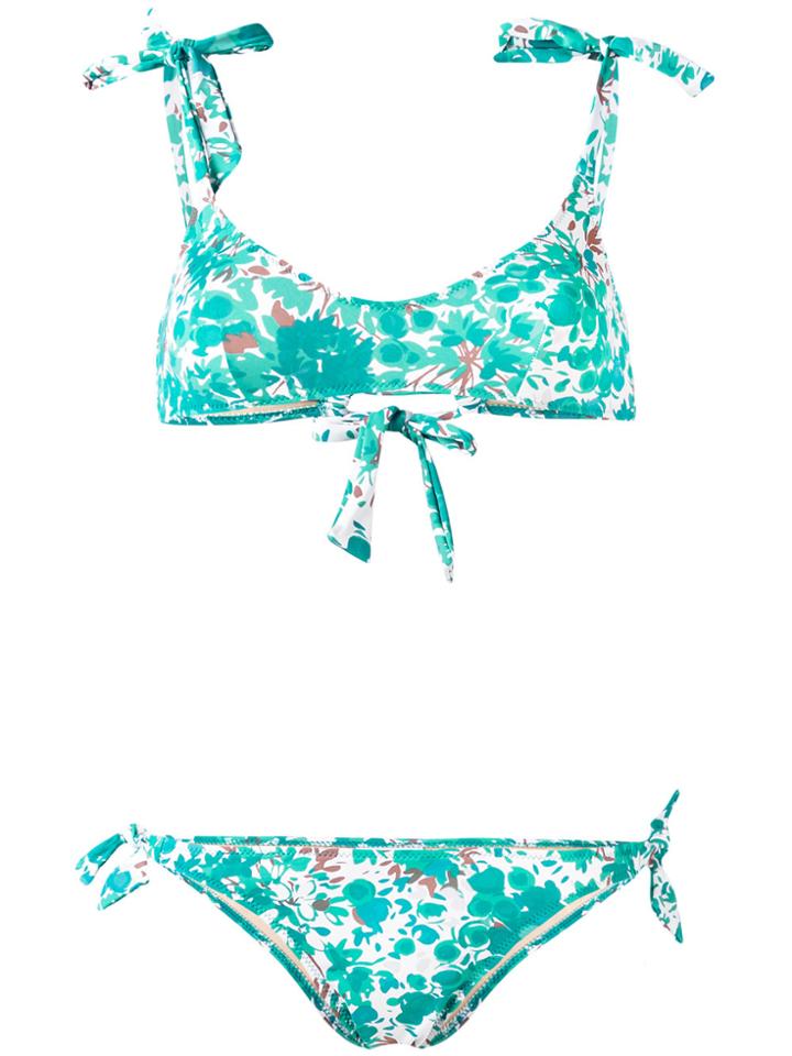 Emmanuela Swimwear Painted Tree Print Bikini - Green