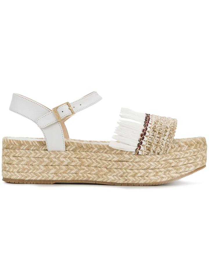 Paloma Barceló Fringed Platform Sandals - White