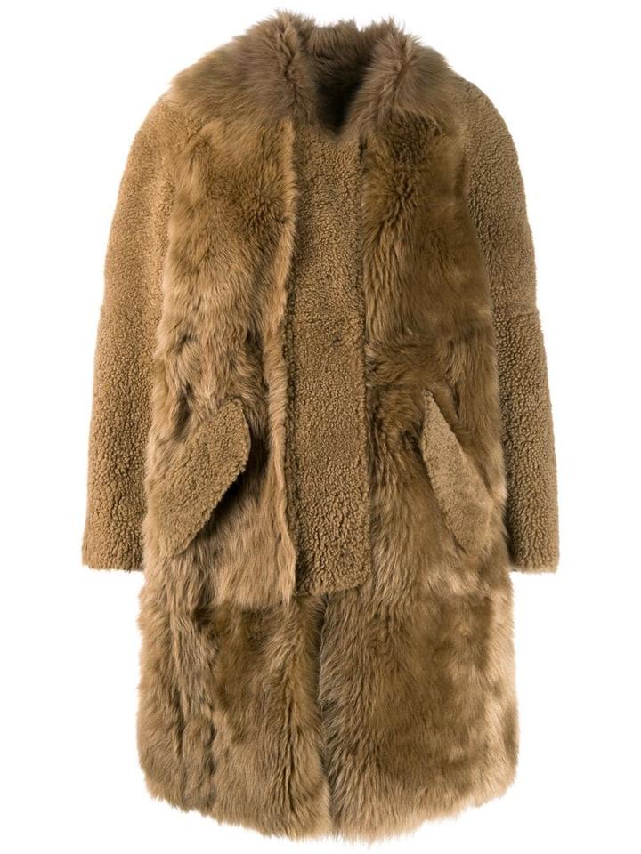 Yves Salomon Oversized Fur Coat - Neutrals