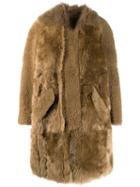 Yves Salomon Oversized Fur Coat - Neutrals