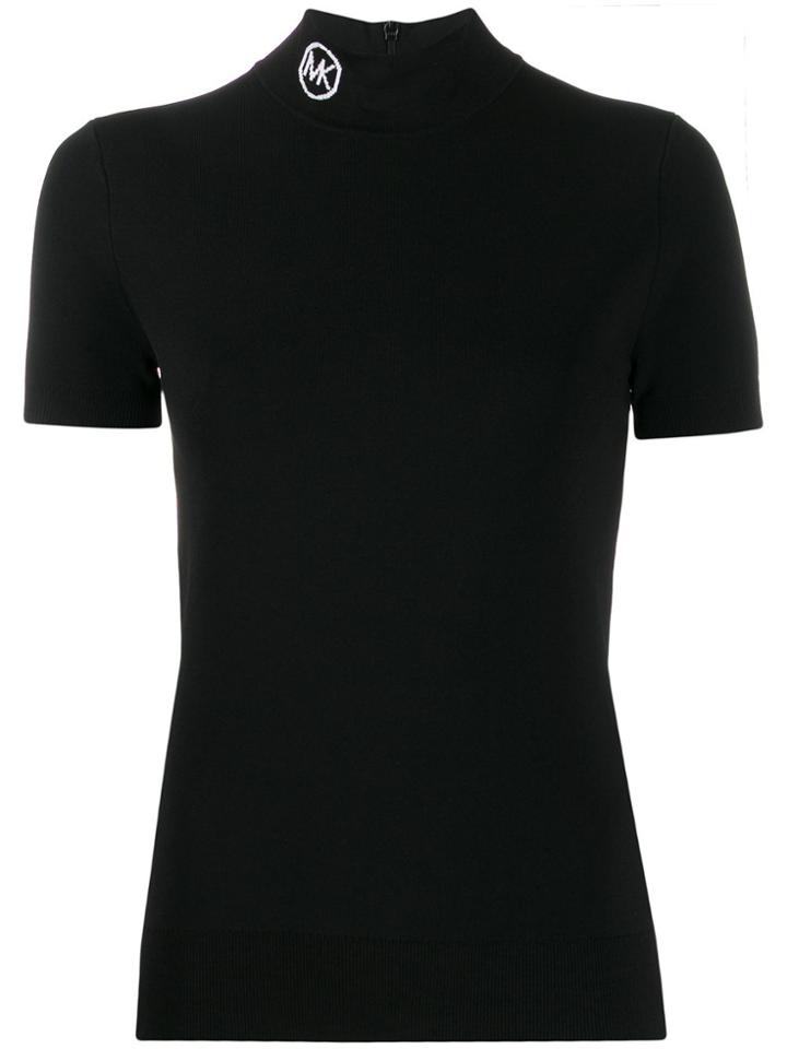 Michael Michael Kors Short Sleeve Turtle-neck Top - Black