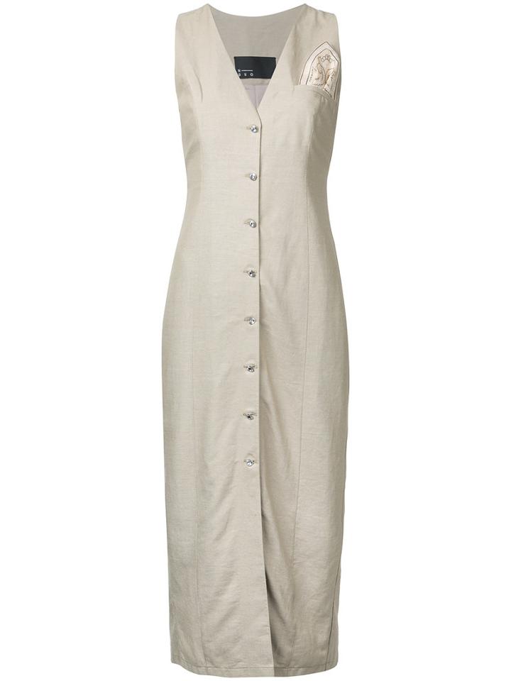 N Duo Waist-coat Style Dress, Women's, Size: 36, Brown, Linen/flax