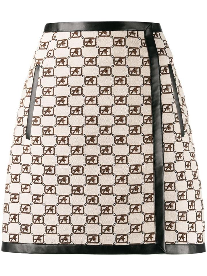 Alberta Ferretti A-line Logo Mini Skirt - Neutrals