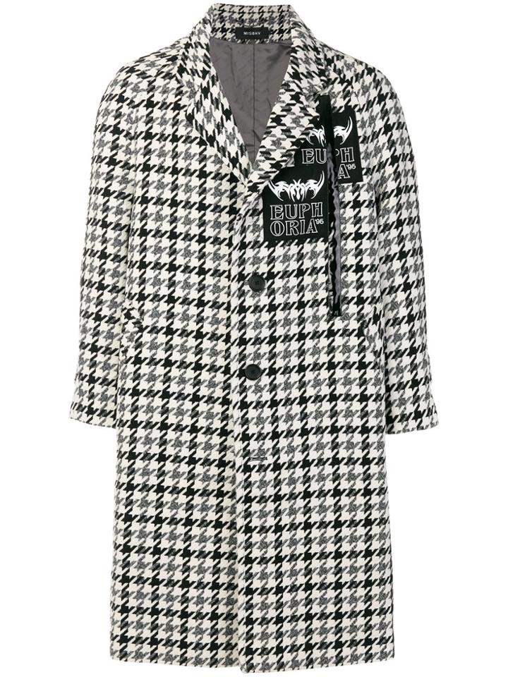 Misbhv Houndstooth Print Patch Appliqué Coat - Black