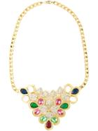 Christian Dior Vintage Zirconium Leaf Pendant Necklace, Women's, Metallic