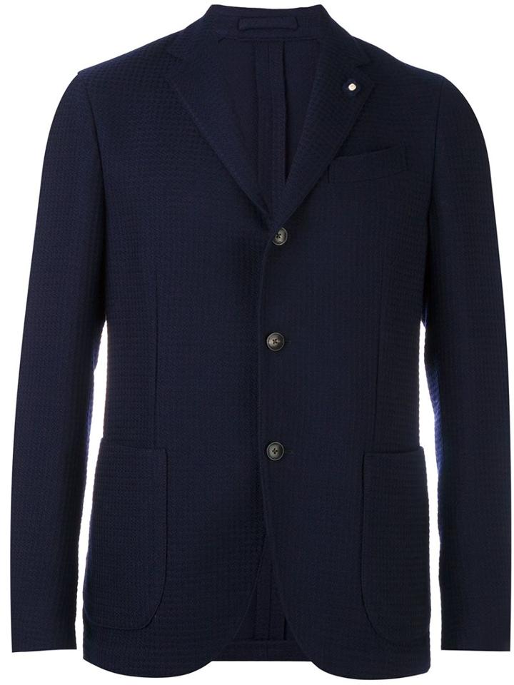 Lardini Jacquard Blazer, Men's, Size: 54, Blue, Wool