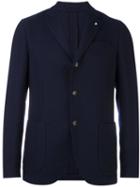 Lardini Jacquard Blazer, Men's, Size: 54, Blue, Wool