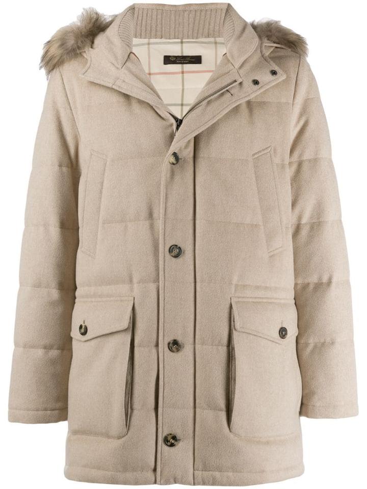 Loro Piana Parka Coat With Fur Trim - Neutrals