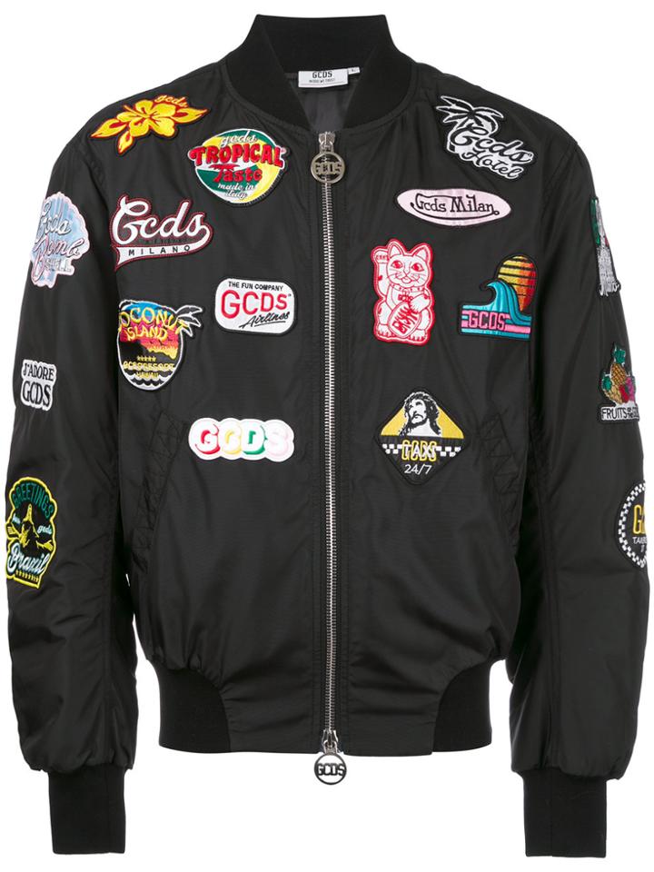 Gcds Patched Bomber Jacket - Black