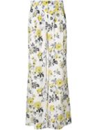 Carolina Herrera Rose Print Wide Leg Trousers