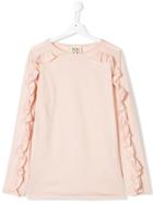Douuod Kids Frill Sleeve T-shirt - Pink & Purple