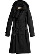 Burberry Detachable Hood Cotton Trench Coat - Black