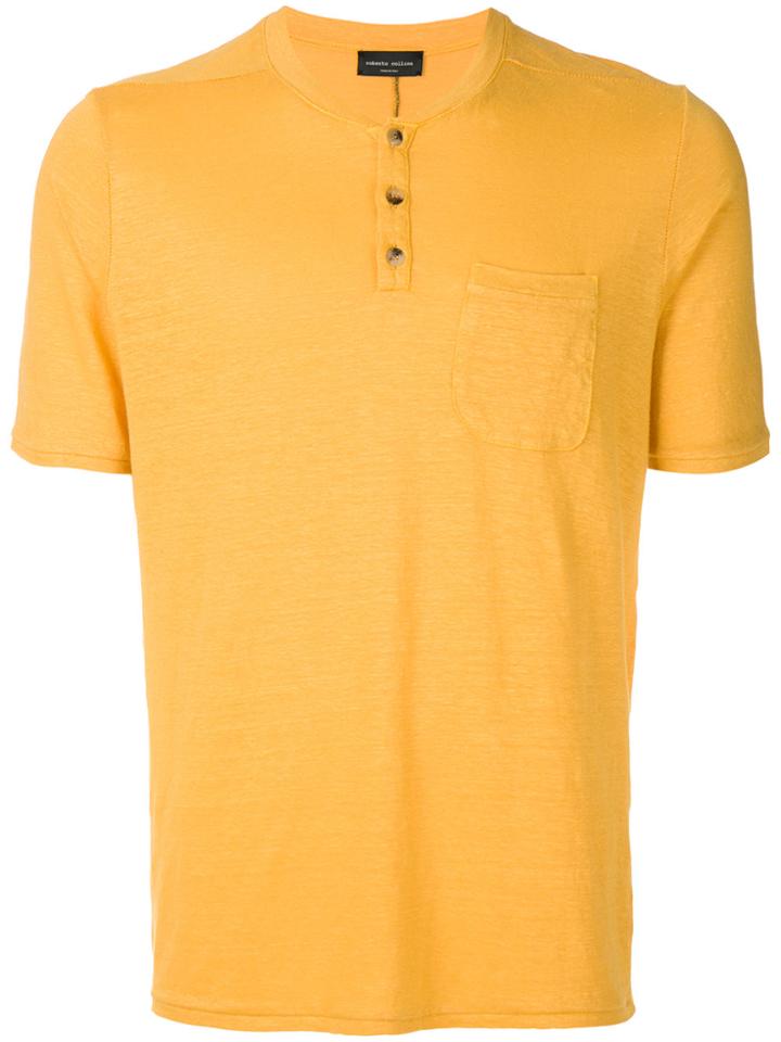Roberto Collina Button Pocket T-shirt - Yellow & Orange
