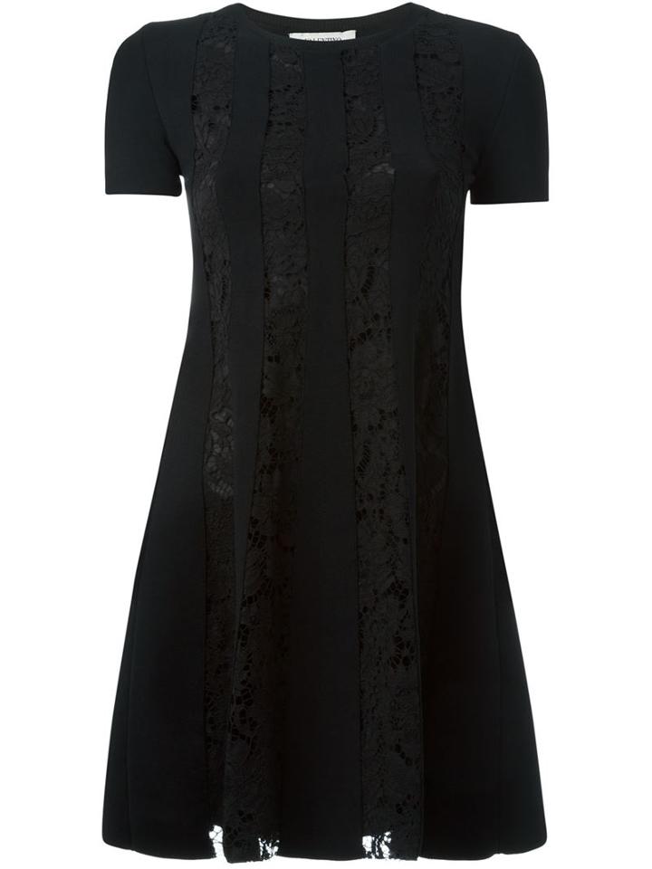 Valentino Lace Stripe Dress, Women's, Size: Small, Black, Polyester/viscose/cotton/polyamide
