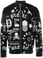 Philipp Plein Red Line Bomber Jacket, Men's, Size: Large, Black, Cotton/polyurethane/polyester