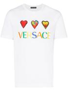 Versace Logo Heart Embroidered T-shirt - White