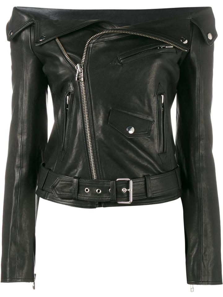 Faith Connexion Off-shoulder Biker Jacket - Black