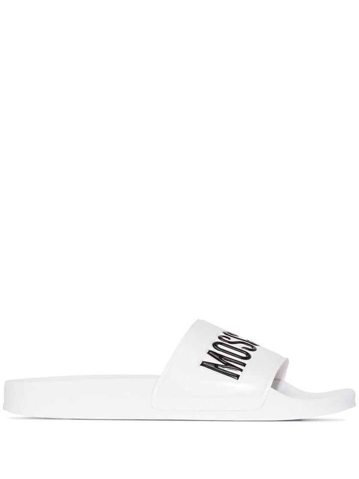 Moschino Logo-print Slides - White