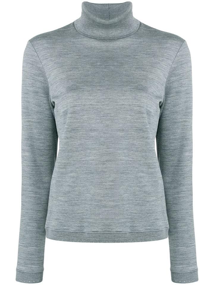 Thom Browne Pointelle Rib Trims Grey Turtleneck