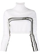 Gcds Logo Band Cropped Rollneck Sweater - White