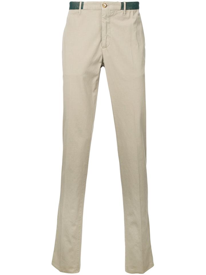 Incotex Contrast Waistband Chino Trousers, Men's, Size: 44, Brown, Cotton/elastolefin