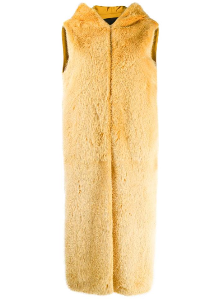Liska Sleeveless Hooded Coat - Yellow