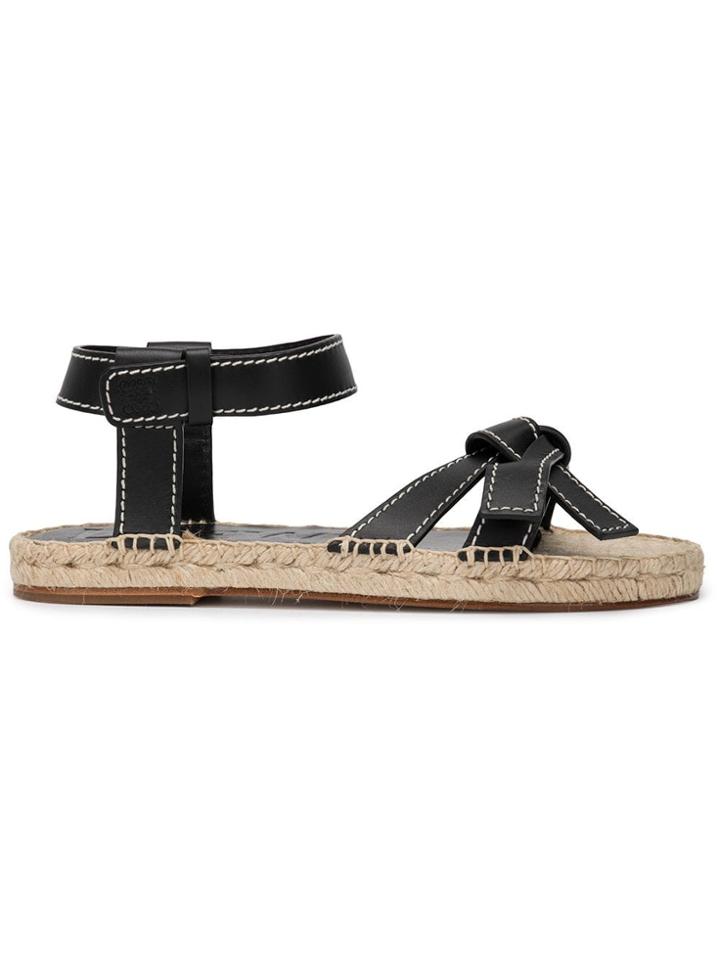 Loewe Gate Contrast Stitching Sandals - Black