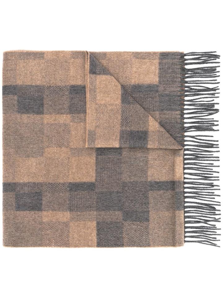 Ermenegildo Zegna Check Print Scarf - Neutrals
