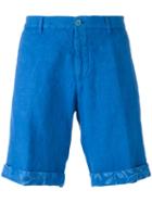 Etro Turn-up Hem Chino Shorts, Men's, Size: 46, Blue, Linen/flax