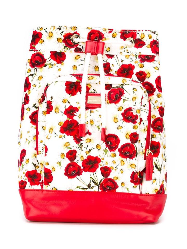 Dolce & Gabbana Kids Poppy And Daisy Print Backpack, Red