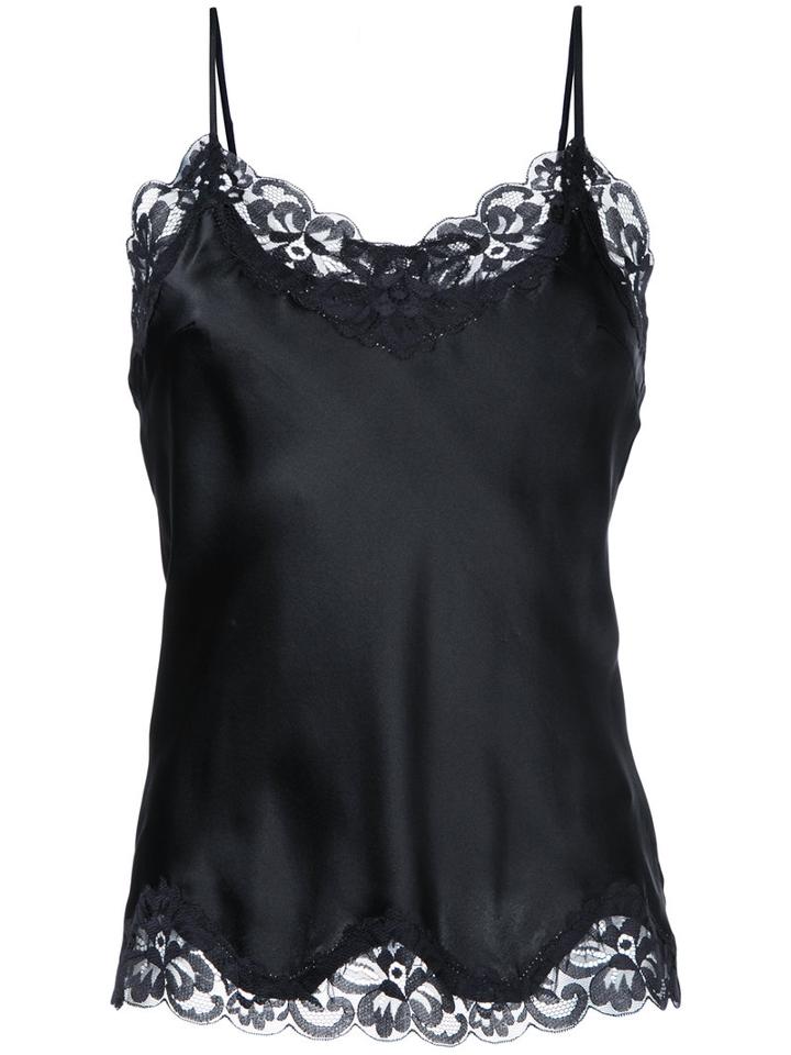 Gold Hawk - Lace Trim Cami Top - Women - Silk/nylon - Xs, Black, Silk/nylon