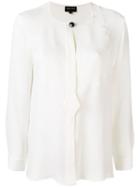 Giorgio Armani - Collarless Shirt - Women - Silk - 44, White, Silk