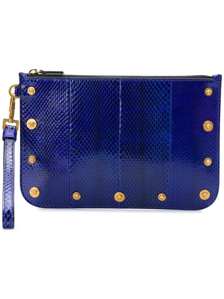 Versace Medusa Stud Clutch Bag - Blue