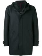 Harris Wharf London Hooded Single Breasted Coat - Blue