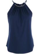 Michael Michael Kors Beaded Halter-neck Tank, Women's, Size: Small, Blue, Polyester/spandex/elastane