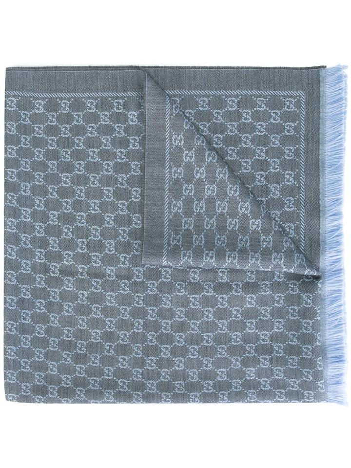 Gucci Logo Print Scarf - Blue