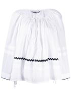 Mcq Alexander Mcqueen Embroidered Wavy Striped Blouse - White