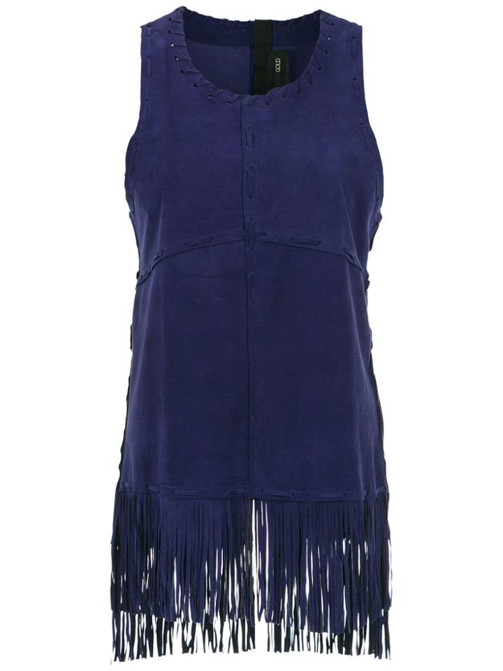 Andrea Bogosian Fringed Sleeveless Top - Pink & Purple