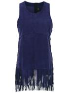 Andrea Bogosian Fringed Sleeveless Top - Pink & Purple