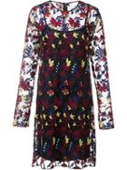 Novis Floral Lace Overlay Dress, Women's, Size: 4, Black, Spandex/elastane/wool/acrylic/polyamide