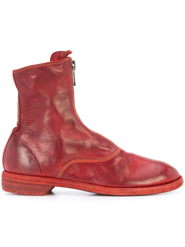 Guidi Zip Detail Boots - Red
