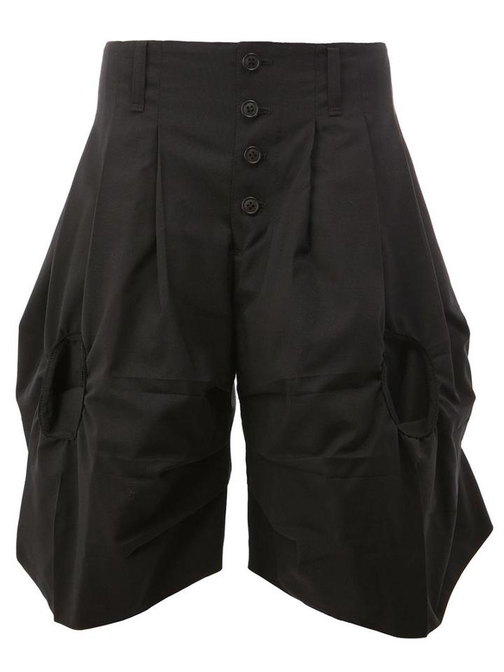 Christopher Nemeth Pleated Detailing Shorts, Men's, Black, Polyester/wool