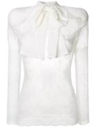 Faith Connexion Sheer Lace Blouse With Bow - White