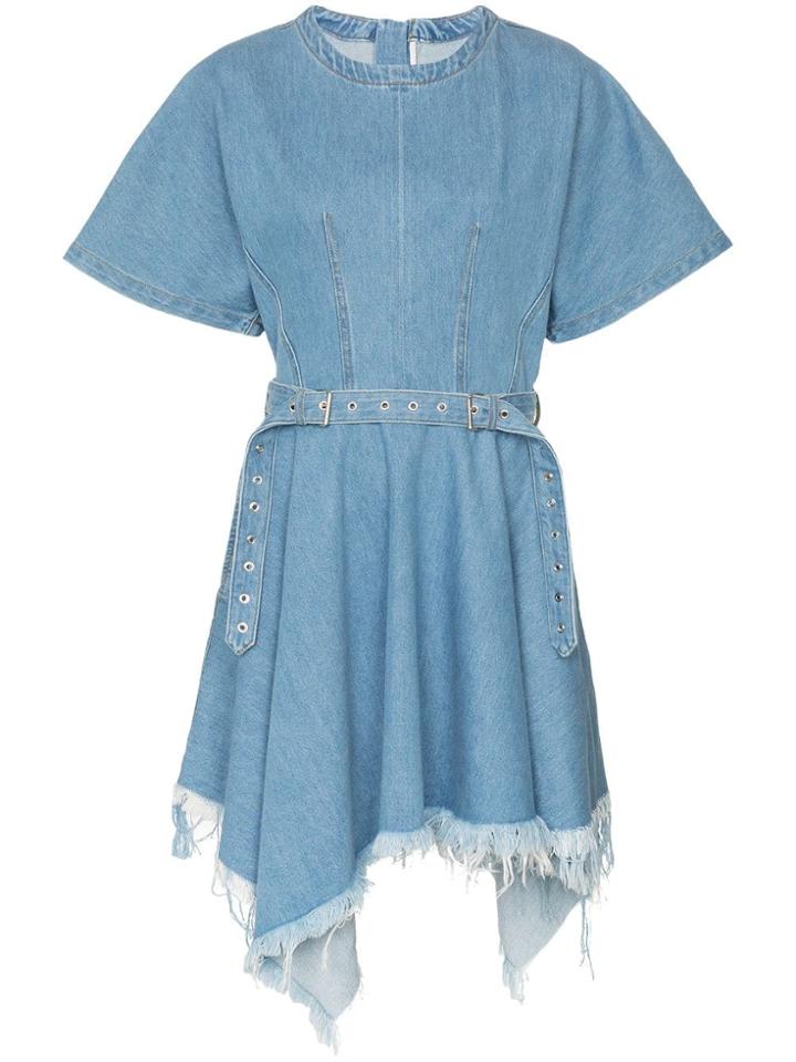 Marques'almeida Asymmetric-hem Belted Denim Dress - Blue