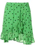 Ganni Dotted Ruffle Mini Skirt - Green