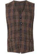 Lardini Button Plaid Waistcoat - Brown